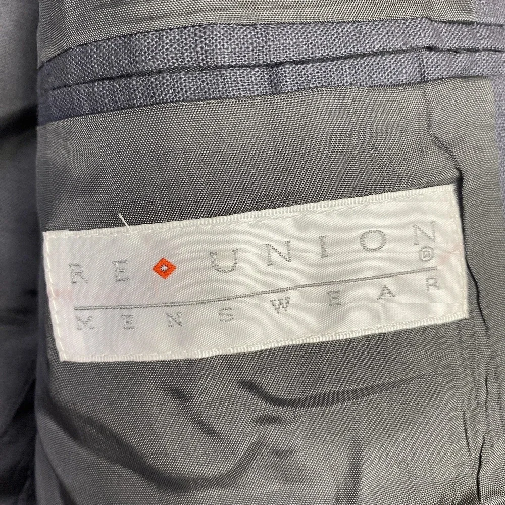 NWT Vtg ReUnion Blazer Mens M Gray Linen Blend Coastal Resort 2 Button Deadstock